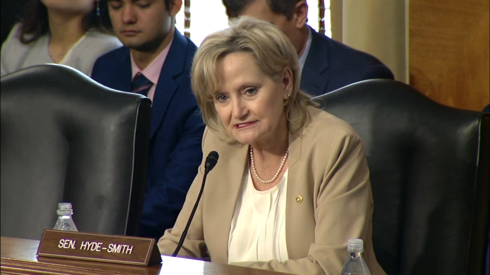 Senator Hyde-Smith highlights flood damage in Mississippi for nominee Robert Wallace.