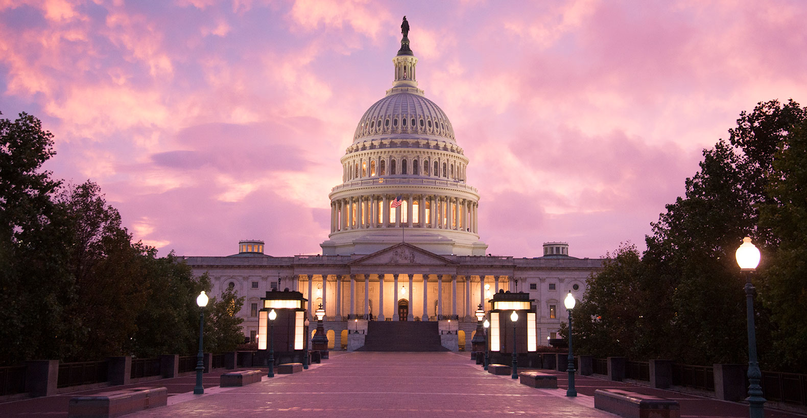 Capitol with pink sky