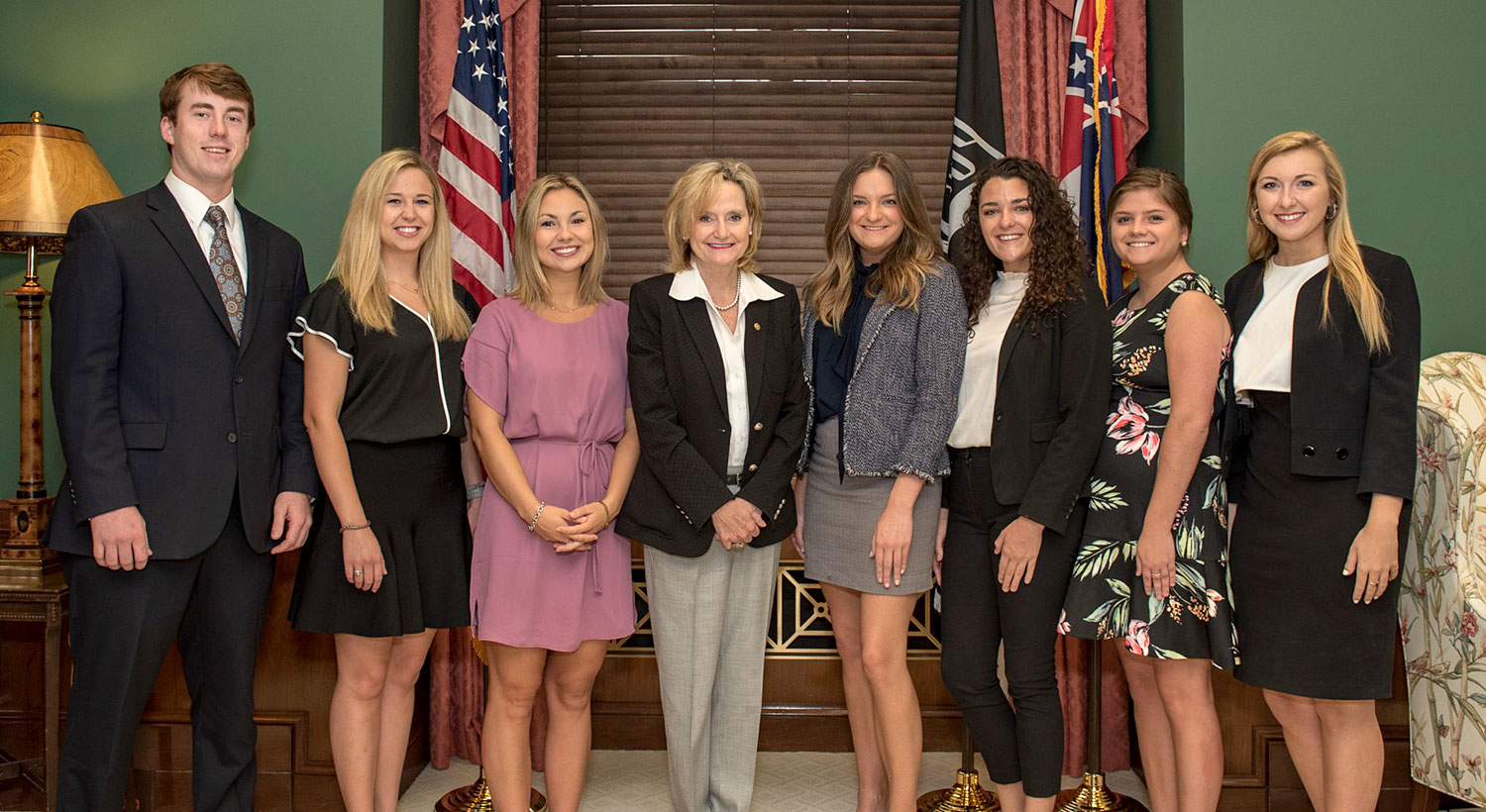 Senator Hyde-Smith joins her 2018 summer interns on National Intern Day
