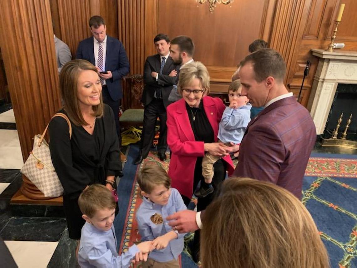 Senator Hyde-Smith with Drew Brees and his family prior to a Congressional Gold Medal ceremony for former NFL player Steve Gleason. (Jan. 15, 2020)