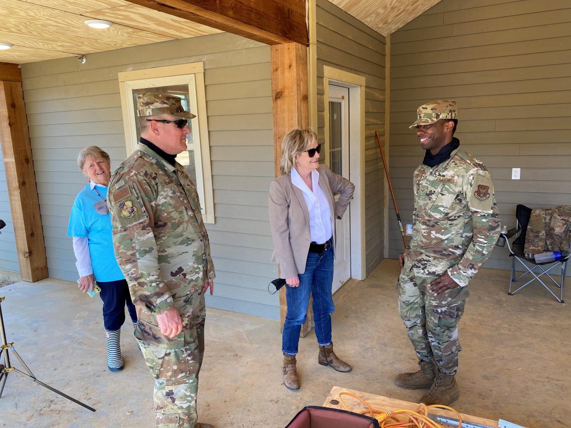 Senator Hyde-Smith visits with National Guard members helping to establish Camp Kamassa in Crystal Springs, a fully handicap accessible camp for children. (April 8, 2021)