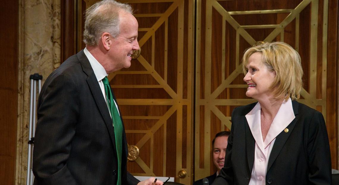 Senator Jerry Moran (R-Kan.) welcomes Senator Hyde-Smith to Ag Appropriations Subcommittee