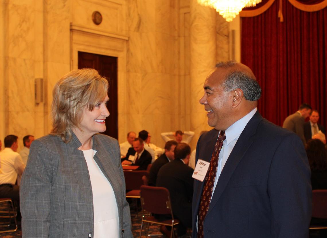 Senator Hyde-Smith talks with a participant of the Southern Crop Production Association’s annual visit to Washington, DC. (May 2, 2019)