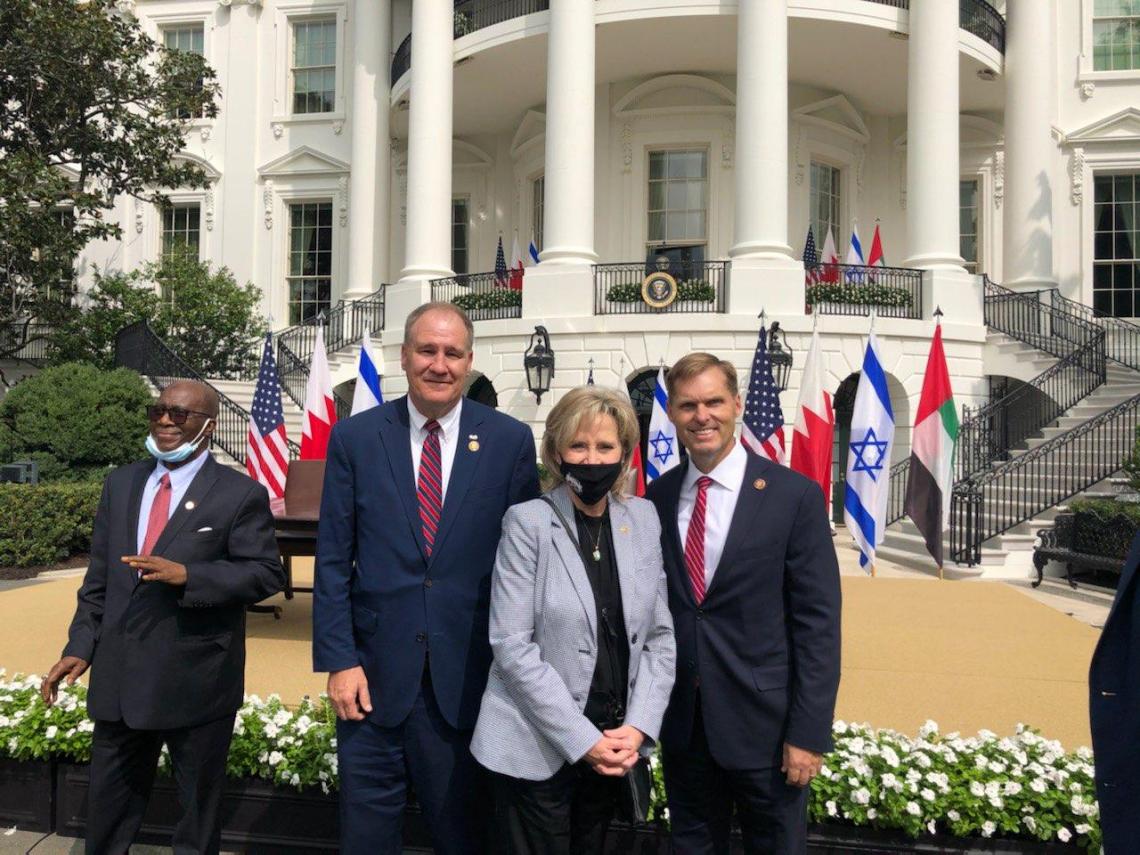 Senator Hyde-Smith and Representatives Trent Kelly (R-Miss.) and Michael Guest (R-Miss.) attend the signing of a Middle East agreement normalizing relations between Israel and the United Arab Emirates. (Sept. 15, 2020)