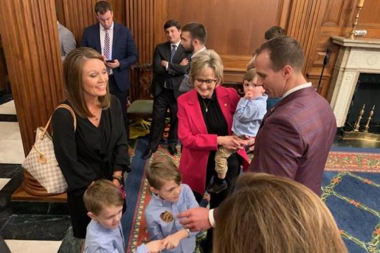 Senator Hyde-Smith with Drew Brees and his family prior to a Congressional Gold Medal ceremony for former NFL player Steve Gleason. (Jan. 15, 2020)