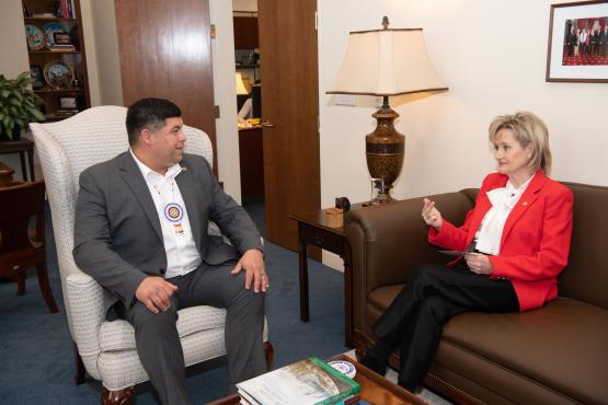 Senator Hyde-Smith visits with Chief Cyrus Ben of the Mississippi Band of Choctaw Indians. (Feb. 12, 2020)