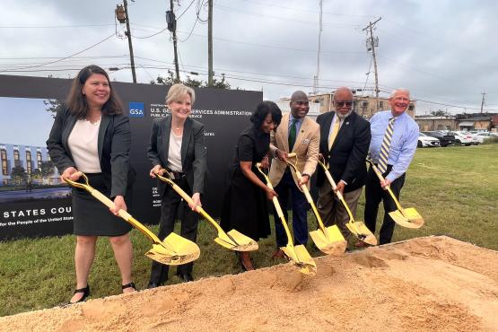 Senators Hyde-Smith and Roger Wicker, Representative Bennie Thompson, and other officials break ground for a new federal courthouse in Greenville. (Aug. 26, 2022) 