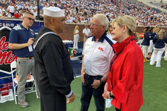 Senators Hyde-Smith and Roger Wicker visit first responders prior to an Ole Miss commemoration marking the 20th anniversary of the 9/11 terrorist attacks on the United States. (Sept. 11, 2021)