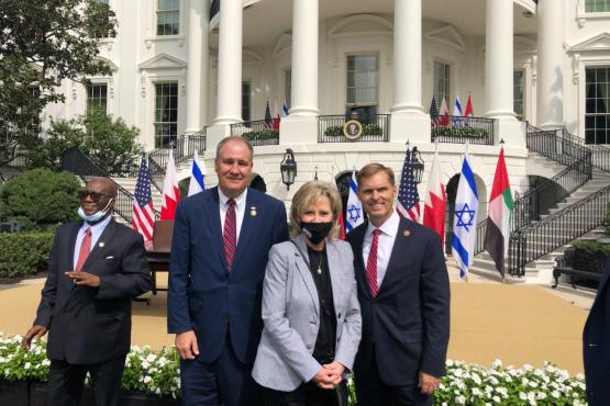 Senator Hyde-Smith and Representatives Trent Kelly (R-Miss.) and Michael Guest (R-Miss.) attend the signing of a Middle East agreement normalizing relations between Israel and the United Arab Emirates. (Sept. 15, 2020)