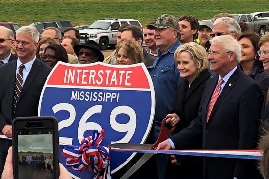 Senator Hyde-Smith participates in a ribbon-cutting ceremony to open the last segment of I-269