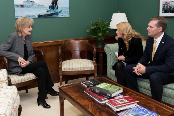 Senator Hyde-Smith visits with Congressman-elect Michael Guest and his wife, Haley