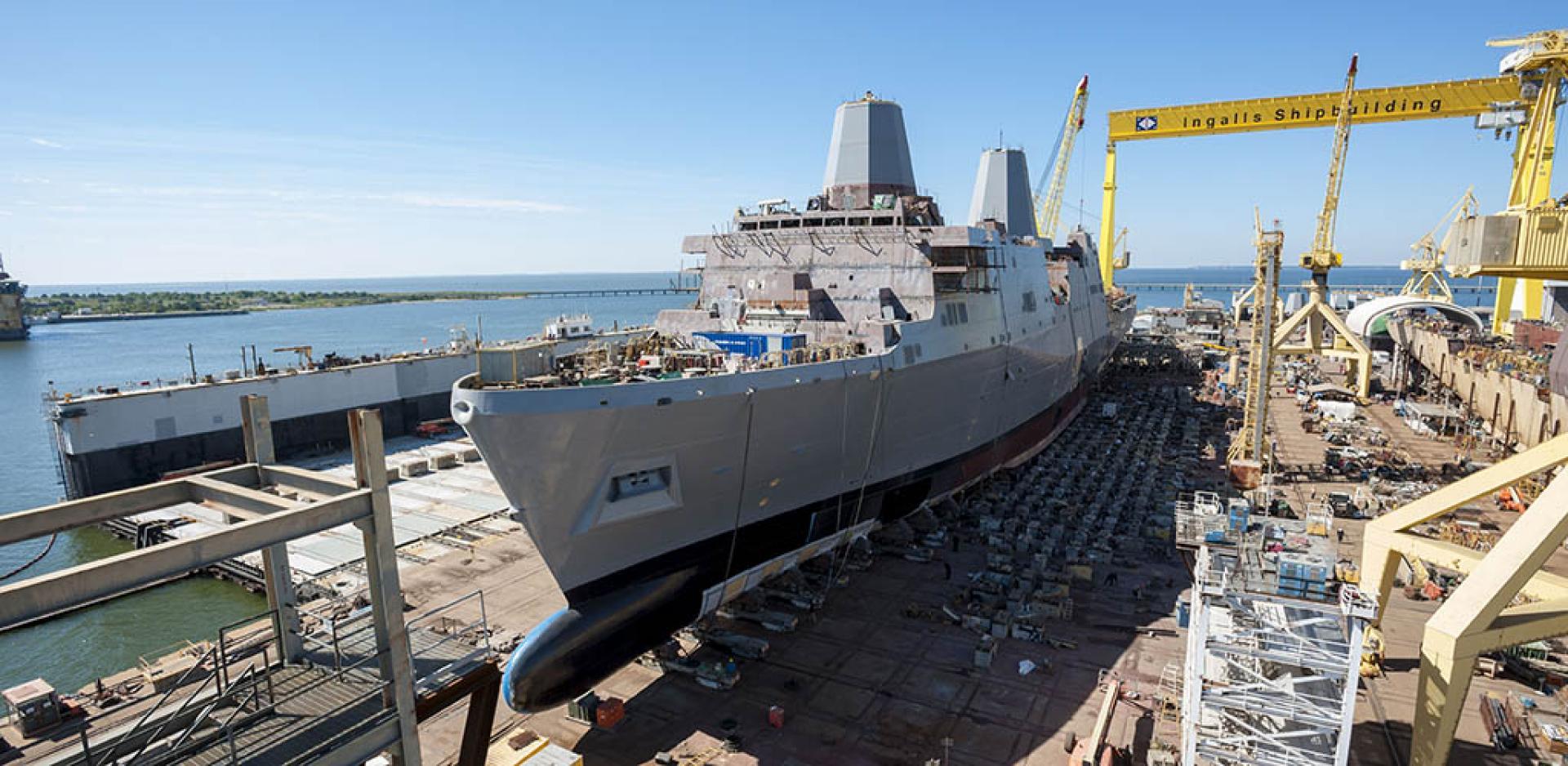 shipyard building navy ship