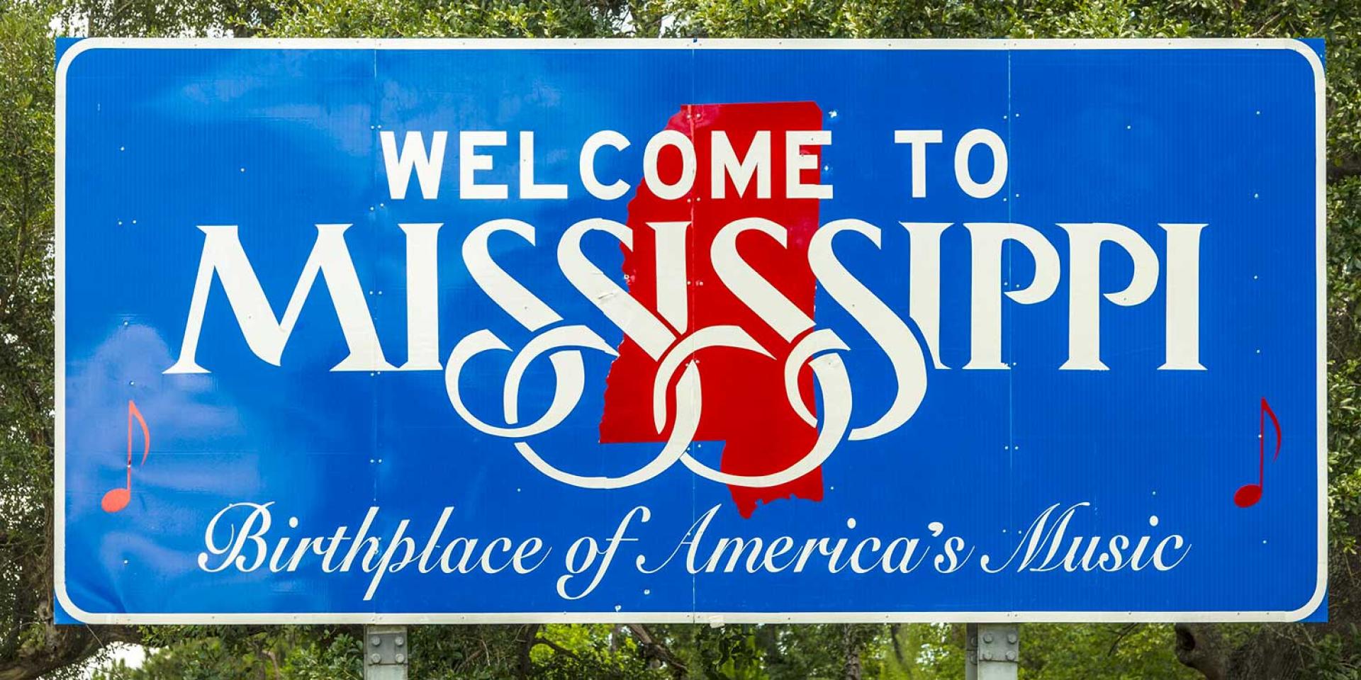 Photo of Welcome to Mississippi road sign 